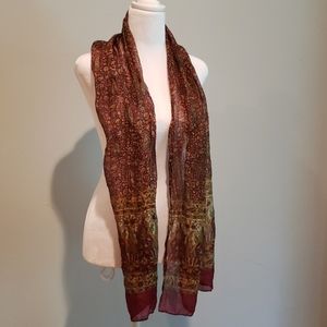 Maroon Patterned Silk Scarf